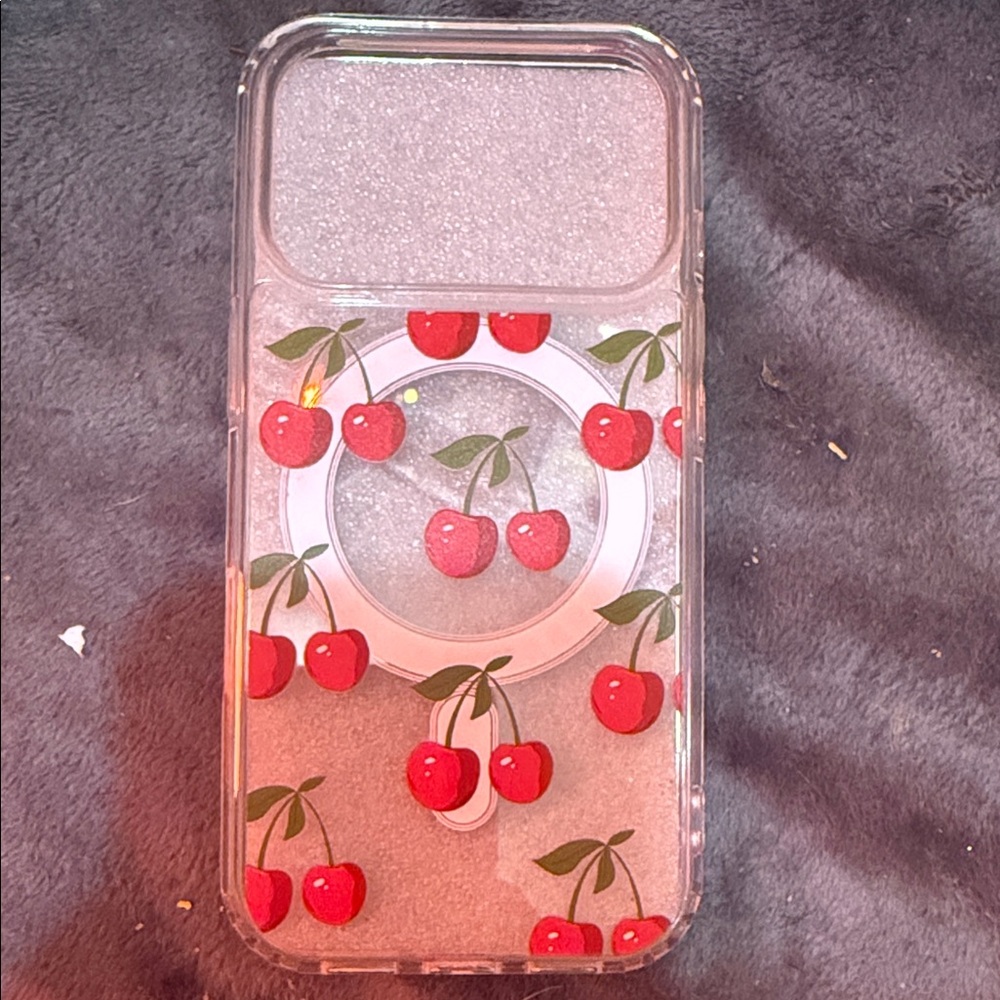 Cherry Pattern Clear iPhone 17 pro Case